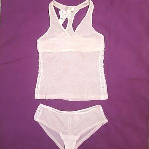 Silk & Satin semi sheer cami lingerie set NEW